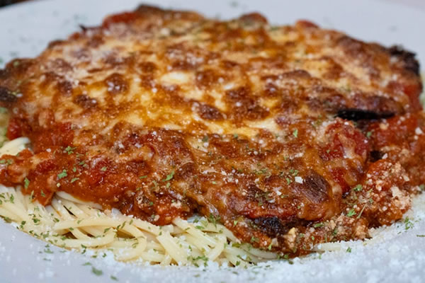 Eggplant Parmigiana Entree at Broadway Ristorante and Pizzeria