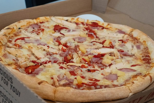 Hawaiian Chicken Pizza at Broadway Ristorante and Pizzeria